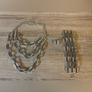 Traci Lynn Empire jewelry silver and clear stone set